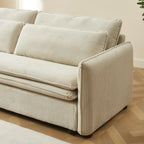 Cibola - Canapé Droit Convertible 3 Places - Velours Côtelé Beige