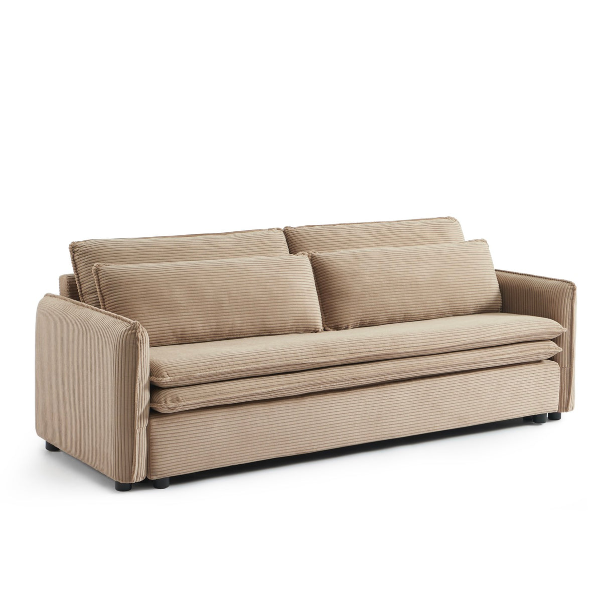Cibola – Sofa prosta z funkcją spania 3-osobowa – Sztruks taupe