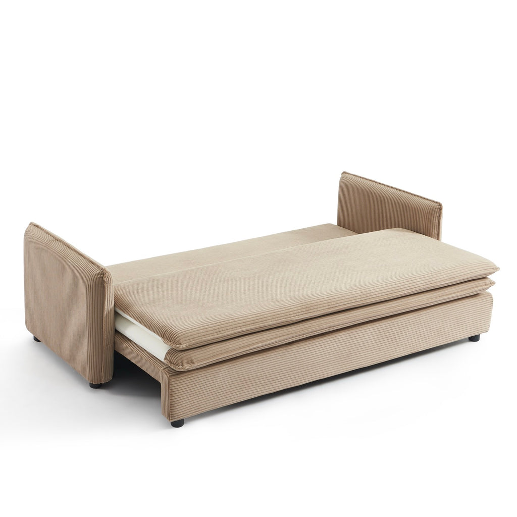 Cibola – Sofa prosta z funkcją spania 3-osobowa – Sztruks taupe