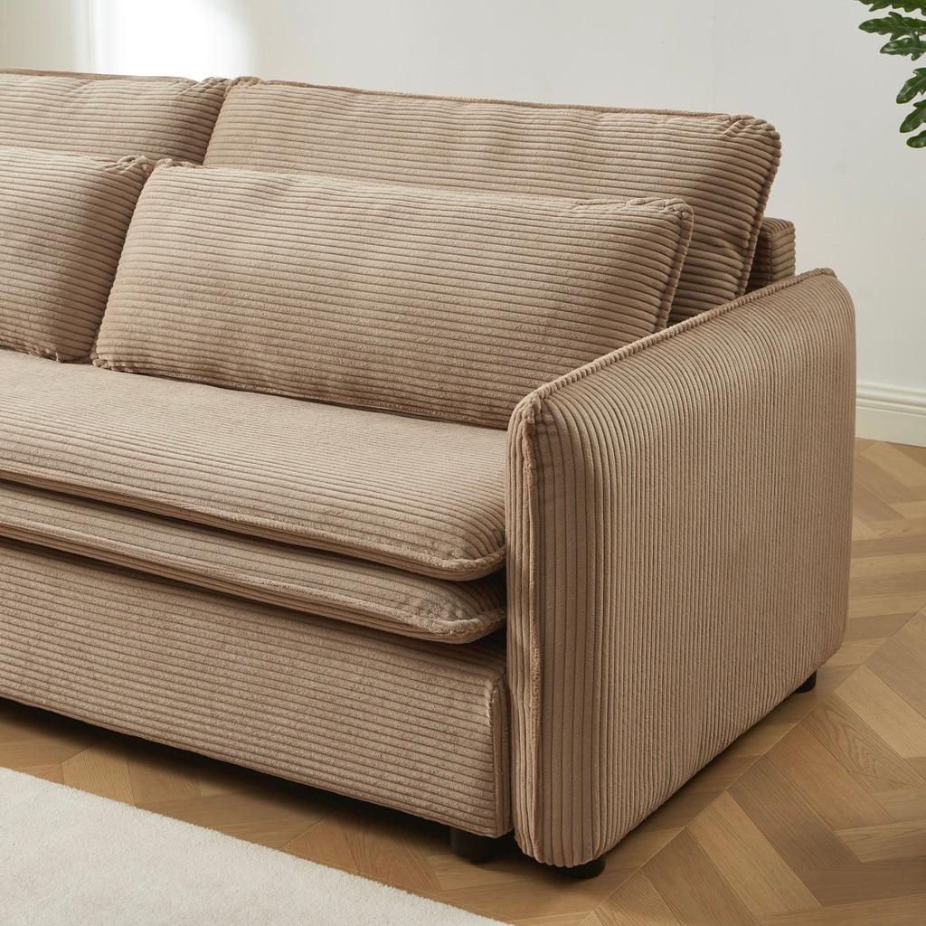 Cibola – Sofa prosta z funkcją spania 3-osobowa – Sztruks taupe