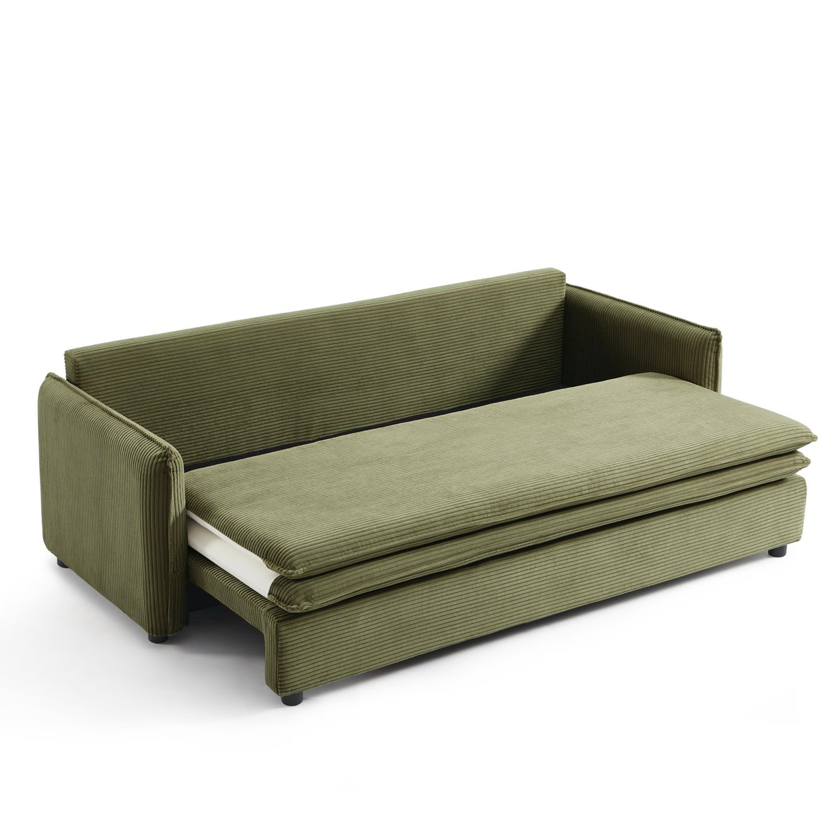 Cibola - Canapé Droit Convertible 3 Places - Velours Côtelé Vert