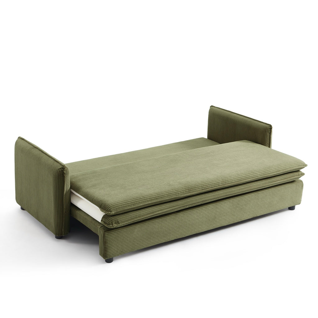 Cibola - Canapé Droit Convertible 3 Places - Velours Côtelé Vert