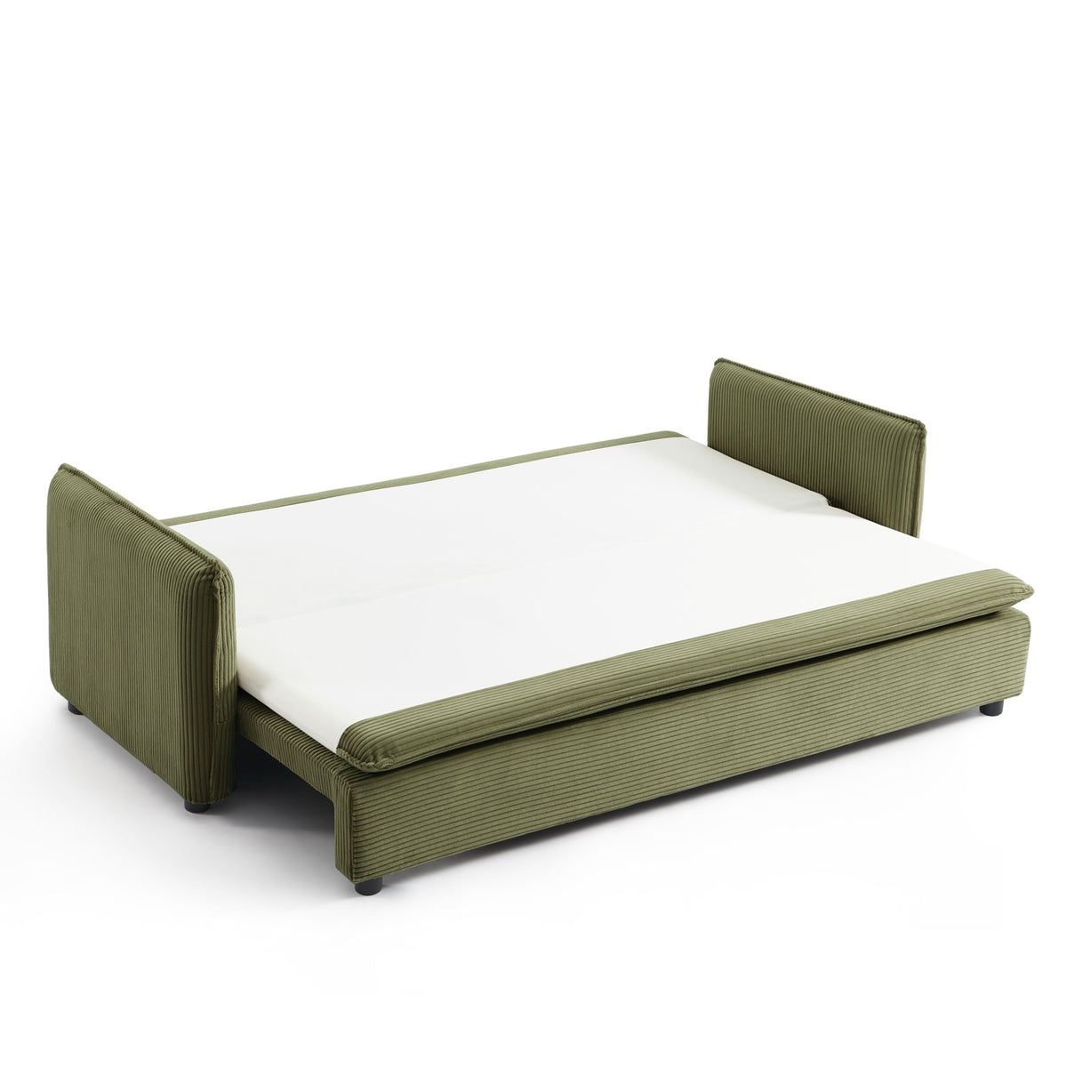 Cibola - Canapé Droit Convertible 3 Places - Velours Côtelé Vert
