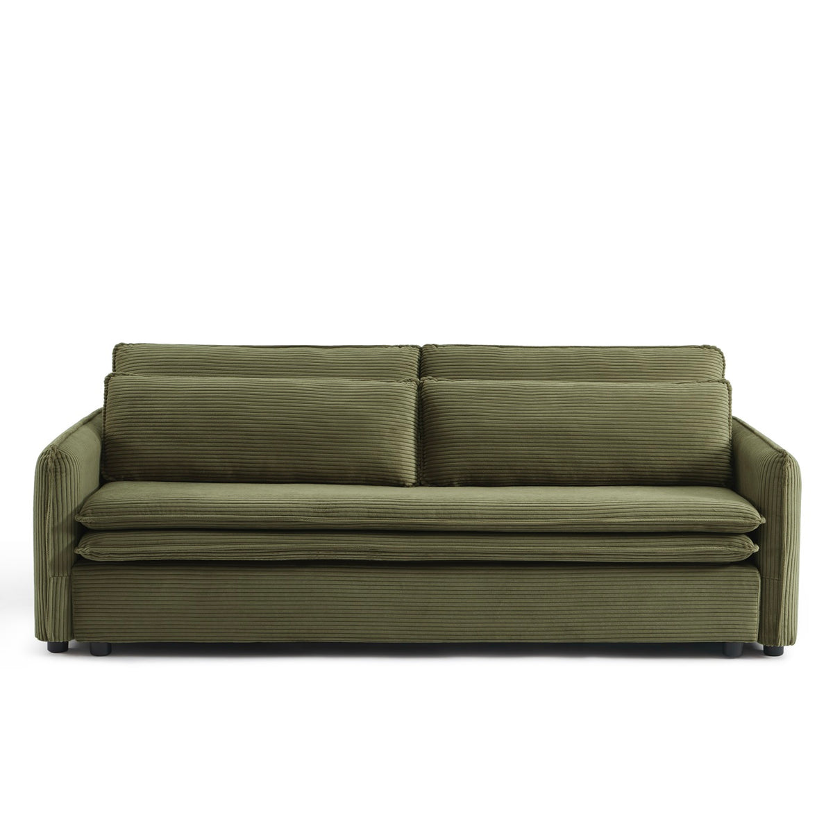 Cibola - Canapé Droit Convertible 3 Places - Velours Côtelé Vert