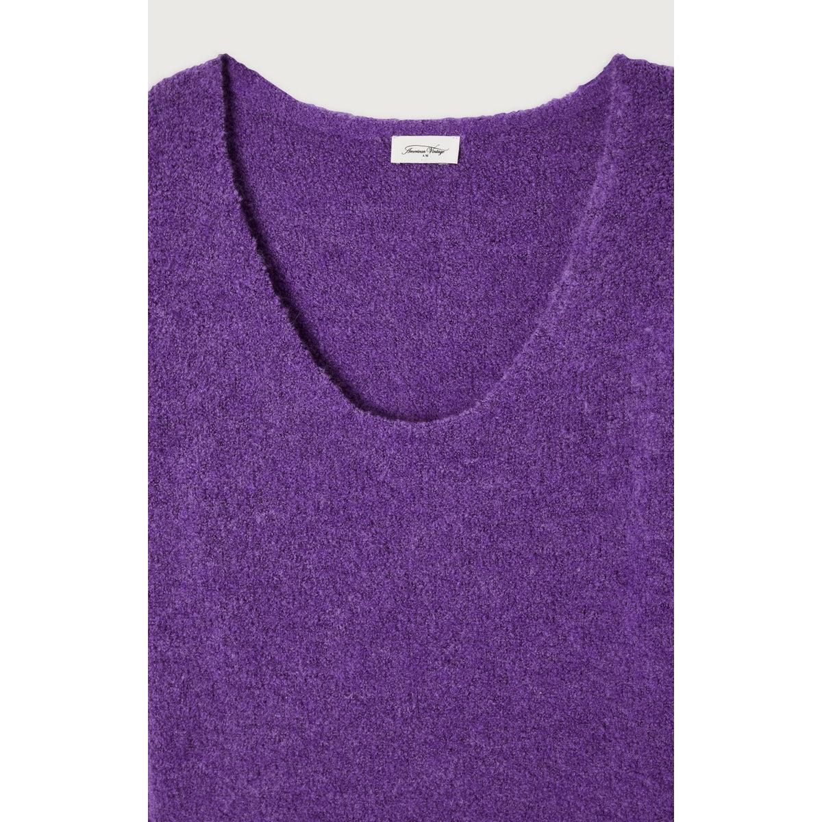 Wide Mid-Length Round-Neck Jumper - Violet - Women