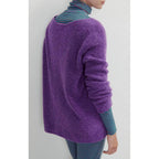 Wide Mid-Length Round-Neck Jumper - Violet - Women
