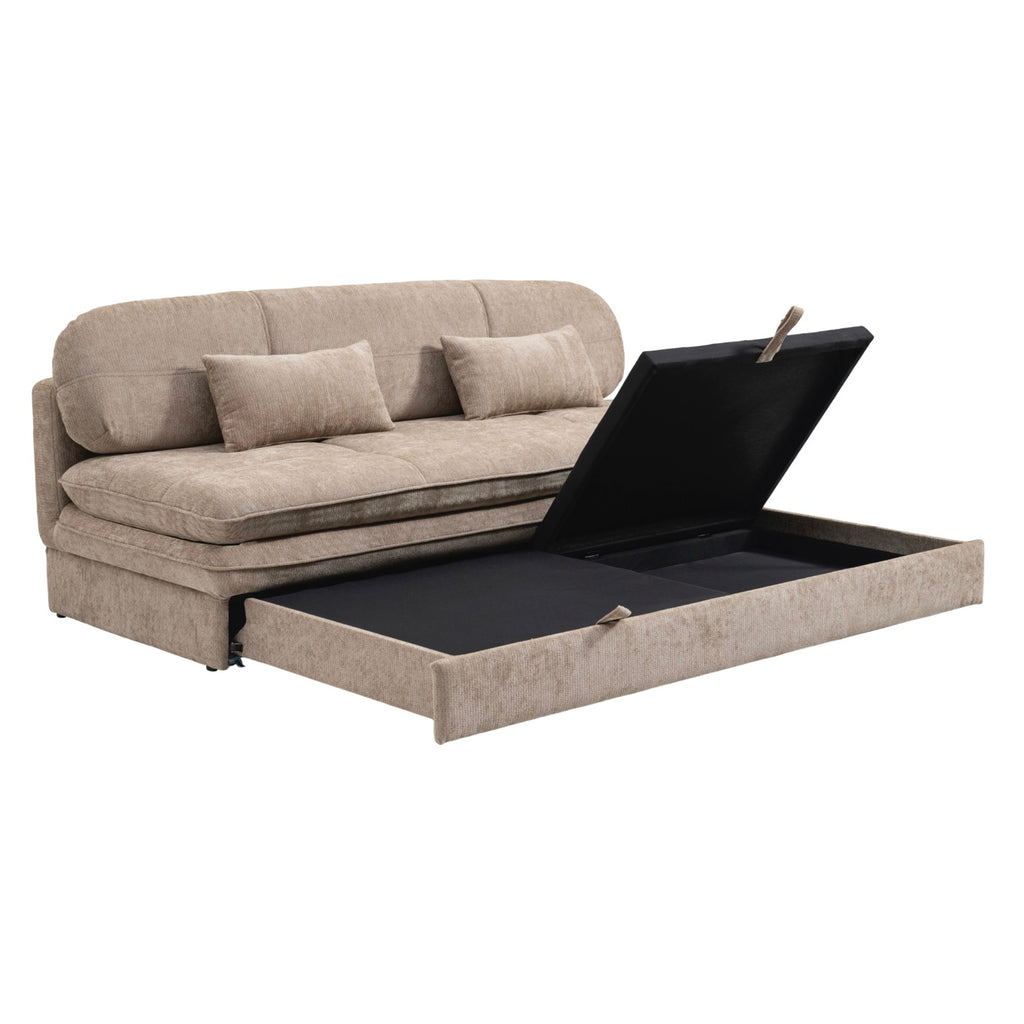Cila – Schlafsofa 3-Sitzer – Brauner Stoff