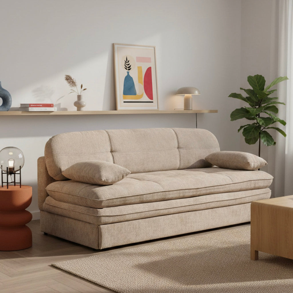 Cila – Schlafsofa 3-Sitzer – Brauner Stoff