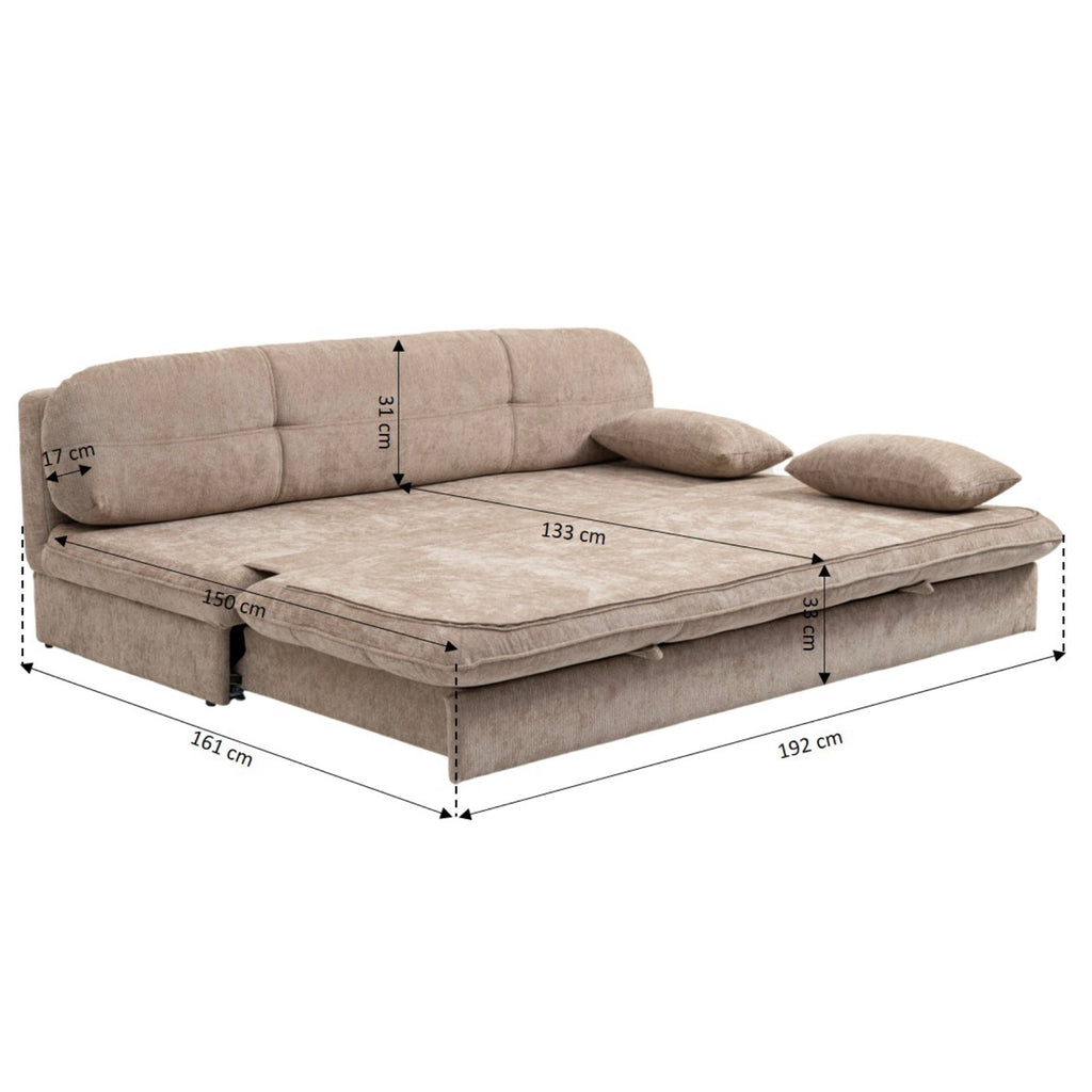 Cila – Schlafsofa 3-Sitzer – Brauner Stoff
