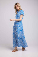 Vestido largo de manga corta - Azul
