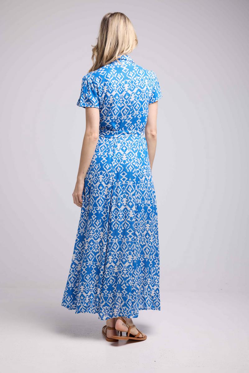 Vestido largo de manga corta - Azul