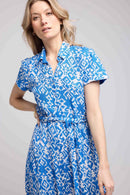 Vestido largo de manga corta - Azul