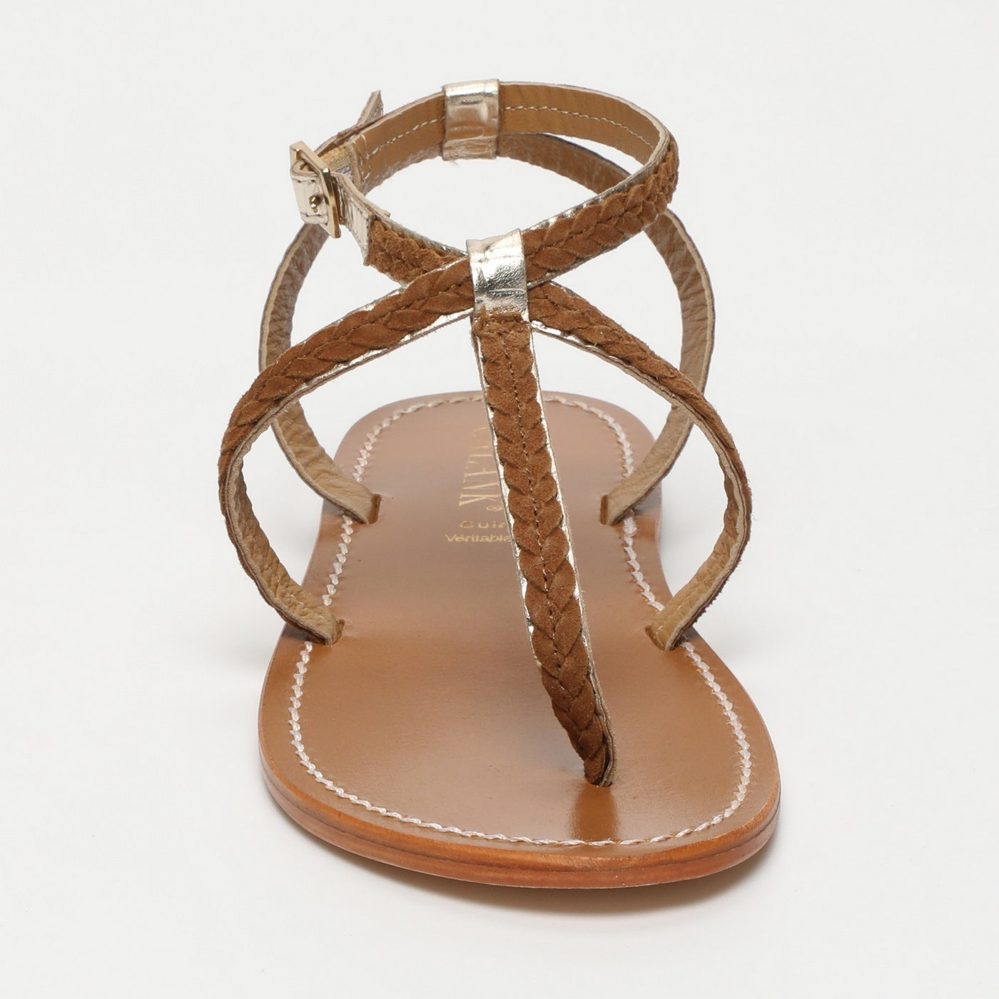 Calank - Sandalias de dedo Lebai - Lt Gold Croco / Camel