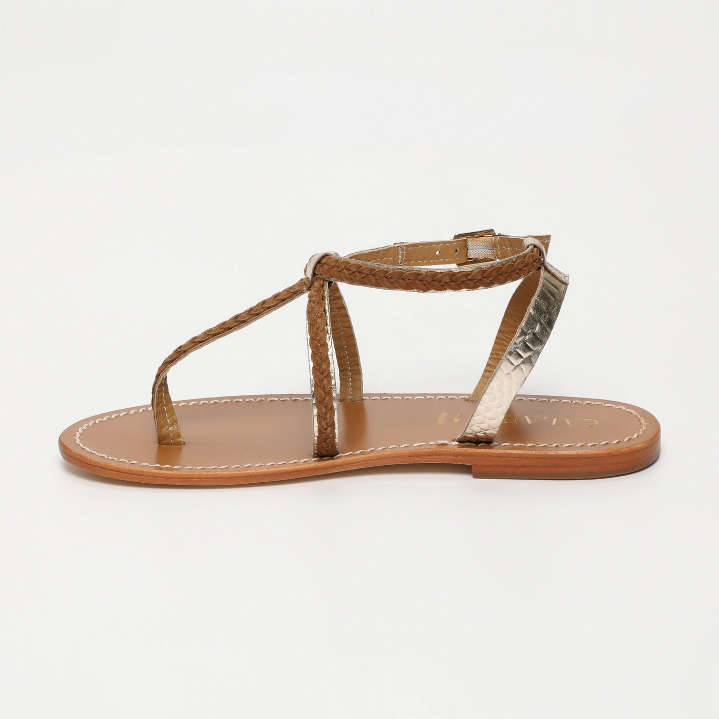Calank - Sandalias de dedo Lebai - Lt Gold Croco / Camel