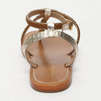 Calank - Sandalias de dedo Lebai - Lt Gold Croco / Camel