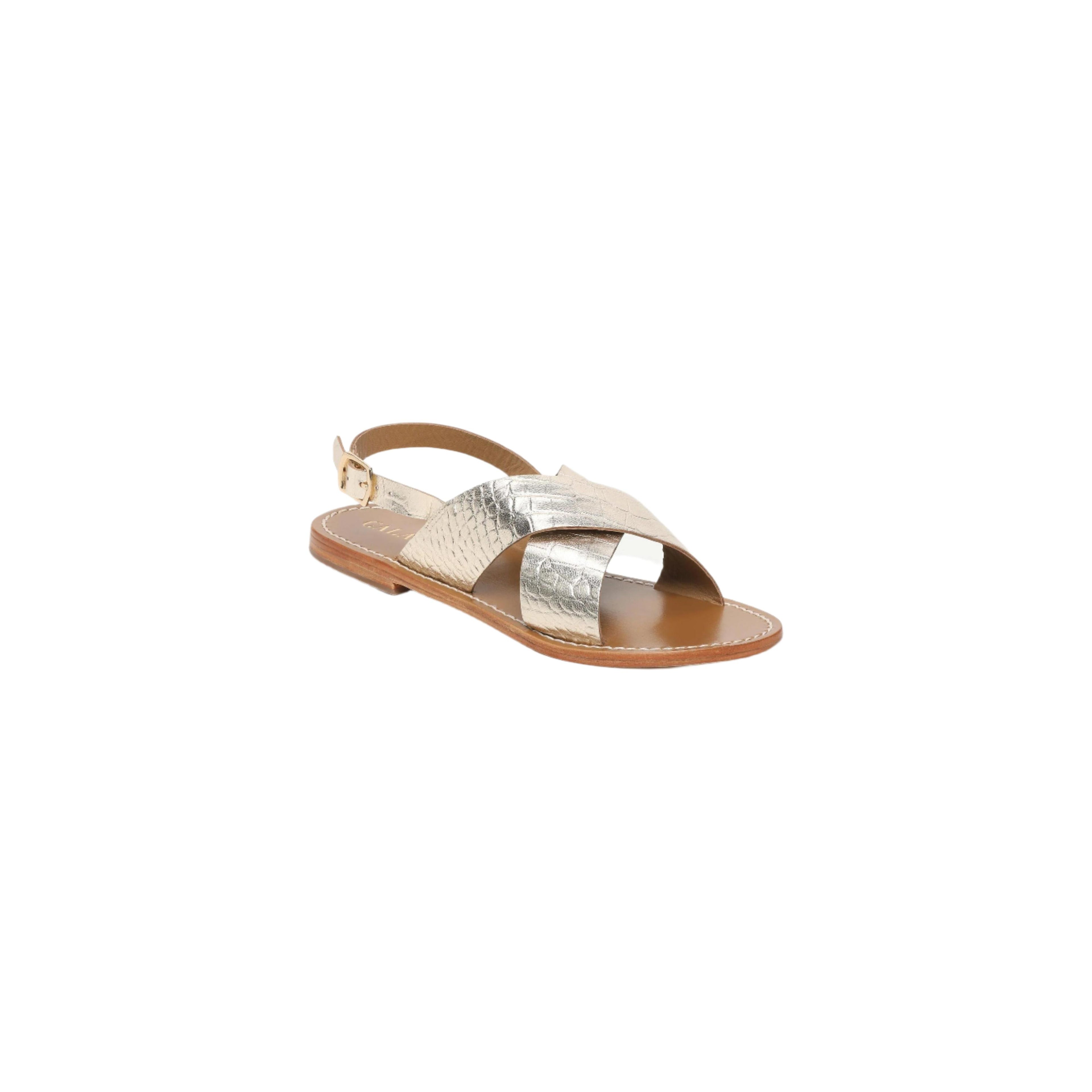 Funes Sandals - Light Gold Croco