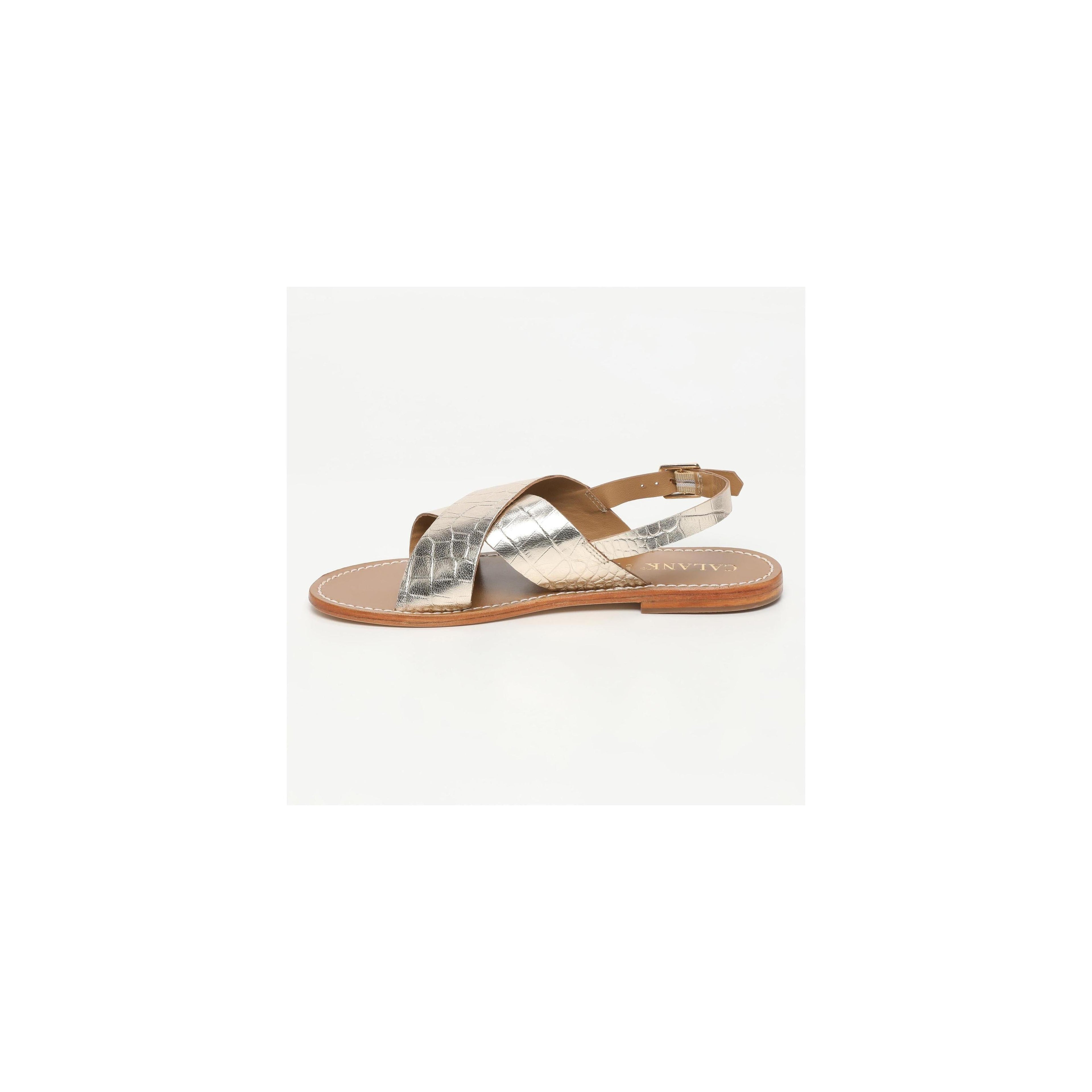 Funes Sandals - Light Gold Croco