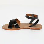 Sandales Mansi - Noir Vernis Croco
