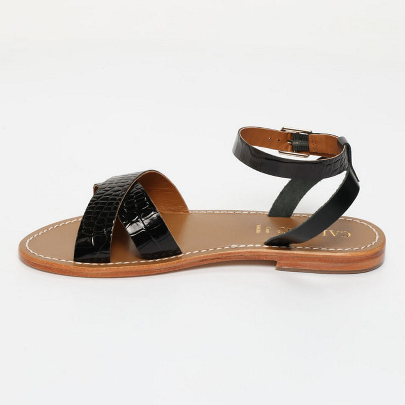 Sandales Mansi - Noir Vernis Croco