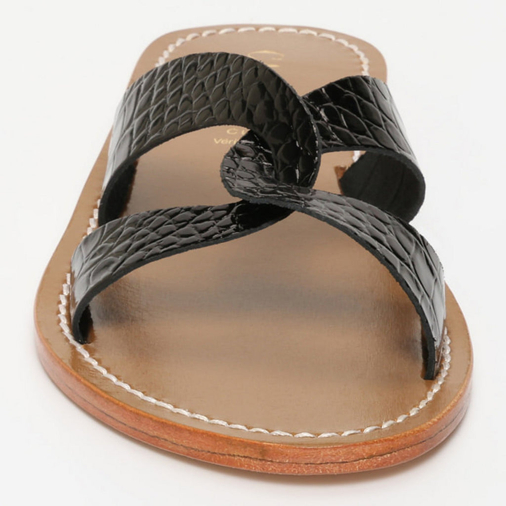 Sandales Ruby - Noir Vernis Croco