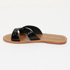 Sandales Ruby - Noir Vernis Croco