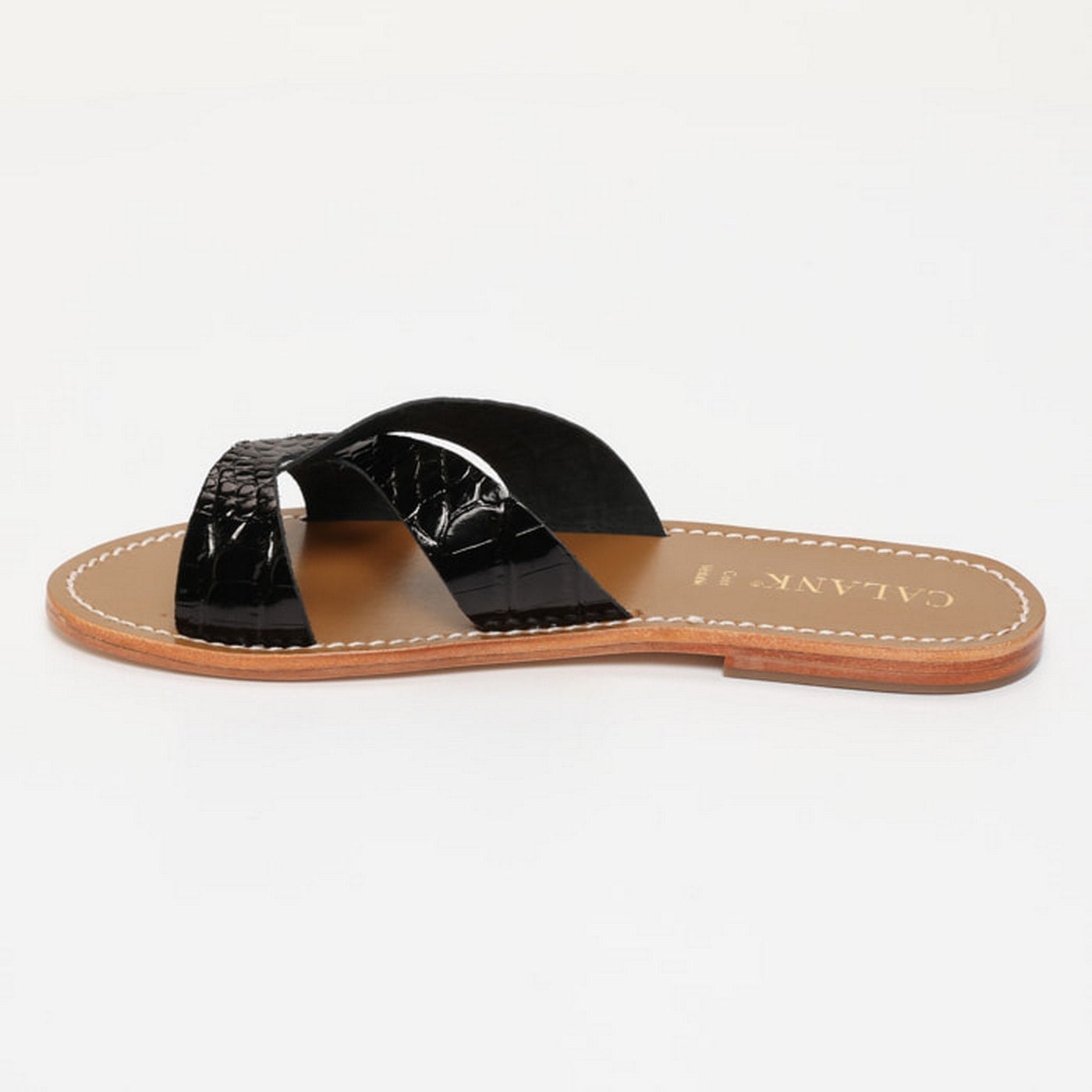 Sandales Ruby - Noir Vernis Croco