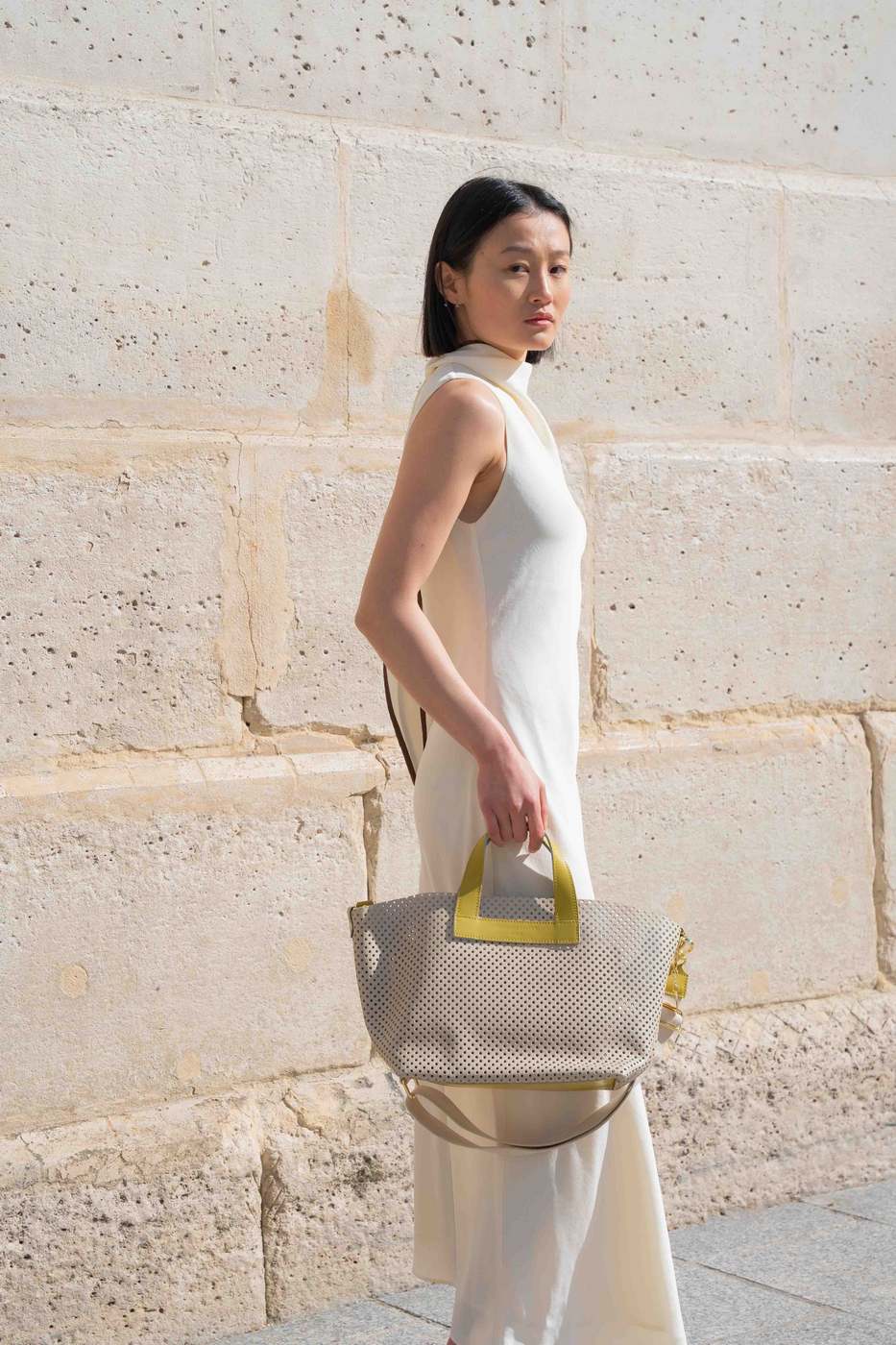 Borsa a Tracolla Capri - Bianco Sporco / Giallo