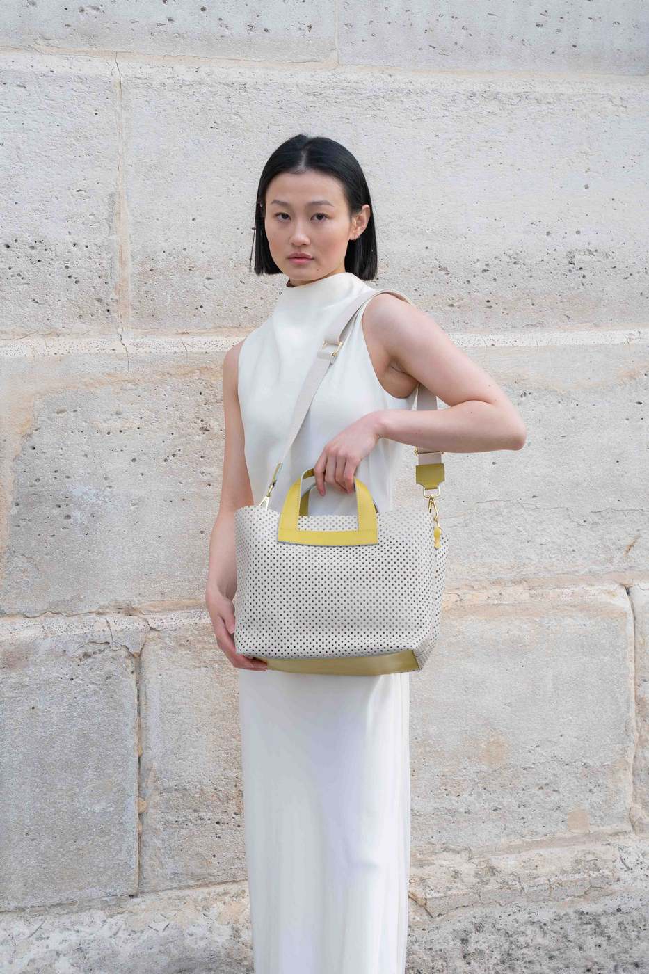 Borsa a Tracolla Capri - Bianco Sporco / Giallo