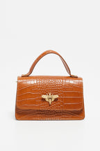 Lily Croco Handbag - Camel