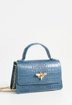 Lily Croco Handbag - Blue