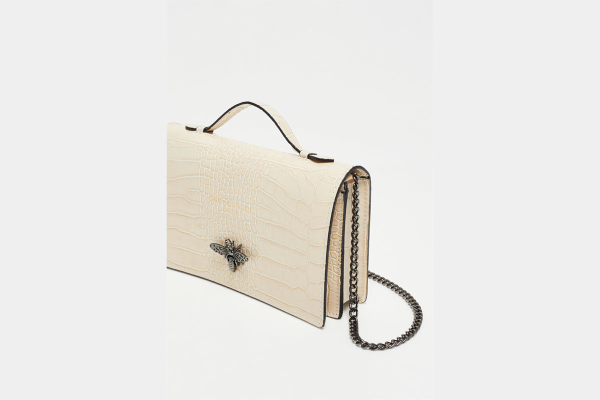 Sac À Bandoulière Stacy Croco - Nude
