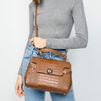Bolso de Mano Swan Croco - Camel
