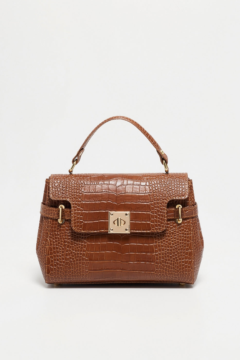 Bolso de Mano Swan Croco - Camel