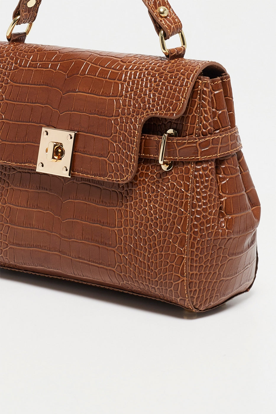 Bolso de Mano Swan Croco - Camel