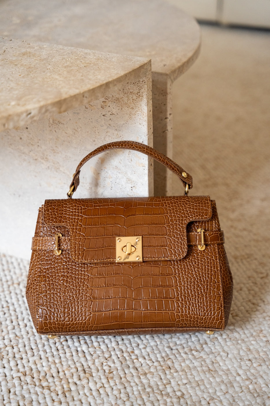 Bolso de Mano Swan Croco - Camel