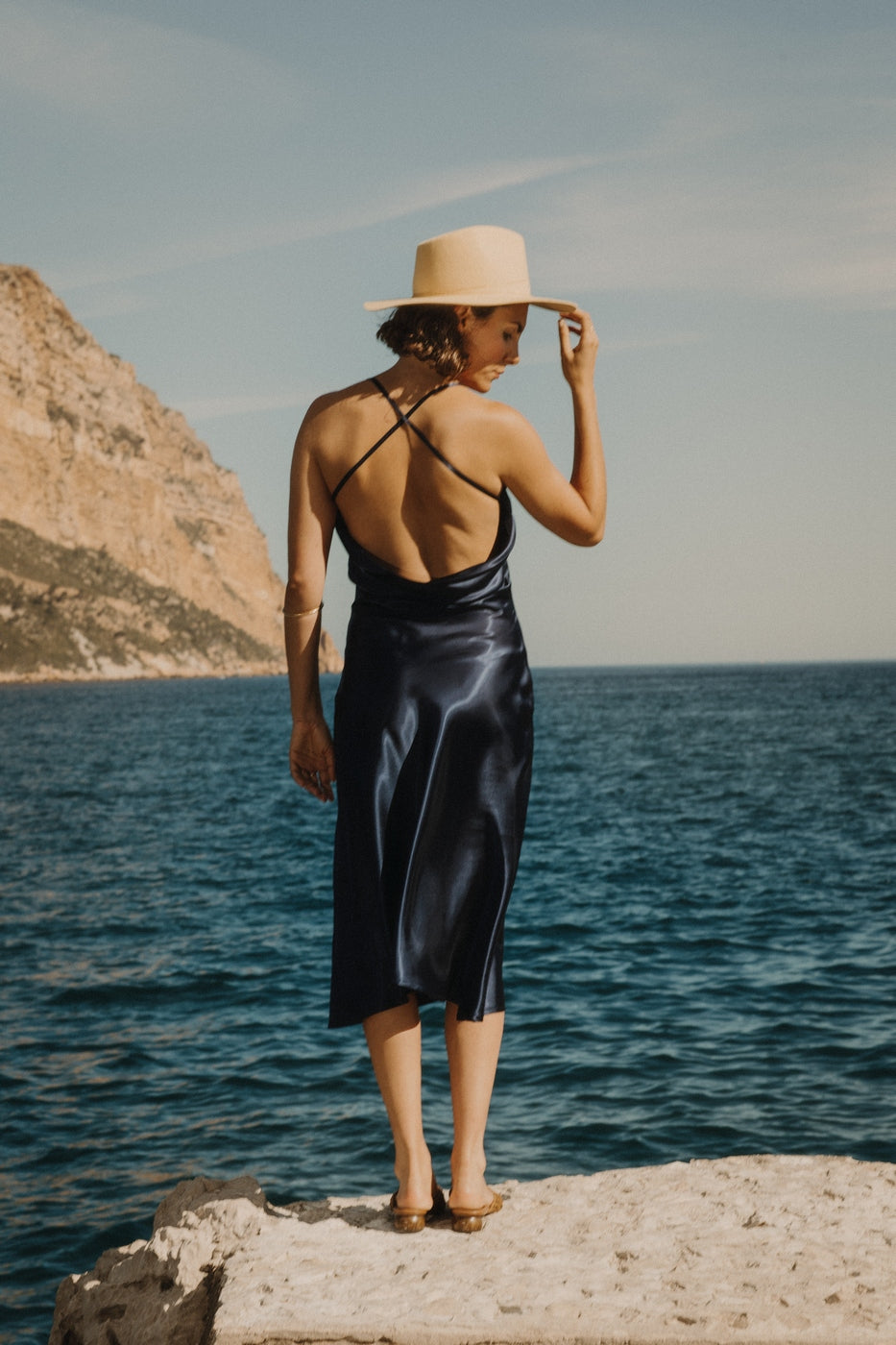 Vestido Claire de satén - Azul marino