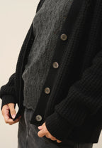 Cardigan Col V 6 Fils - Clara - Noir