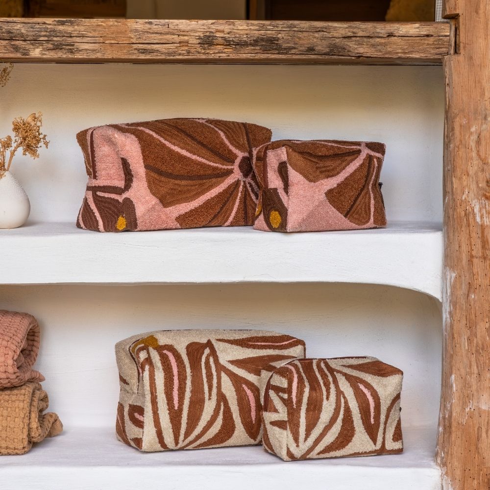 Trousse De Maquillage À Motifs Brodés - Beige
