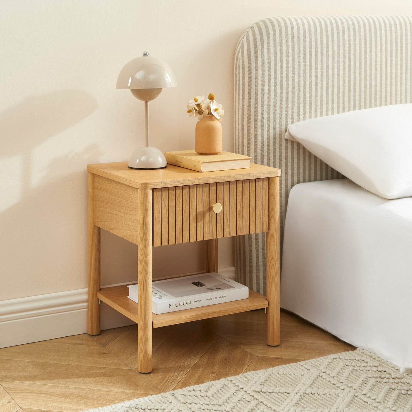 Cleo - Bedside Table - Oak Veneer