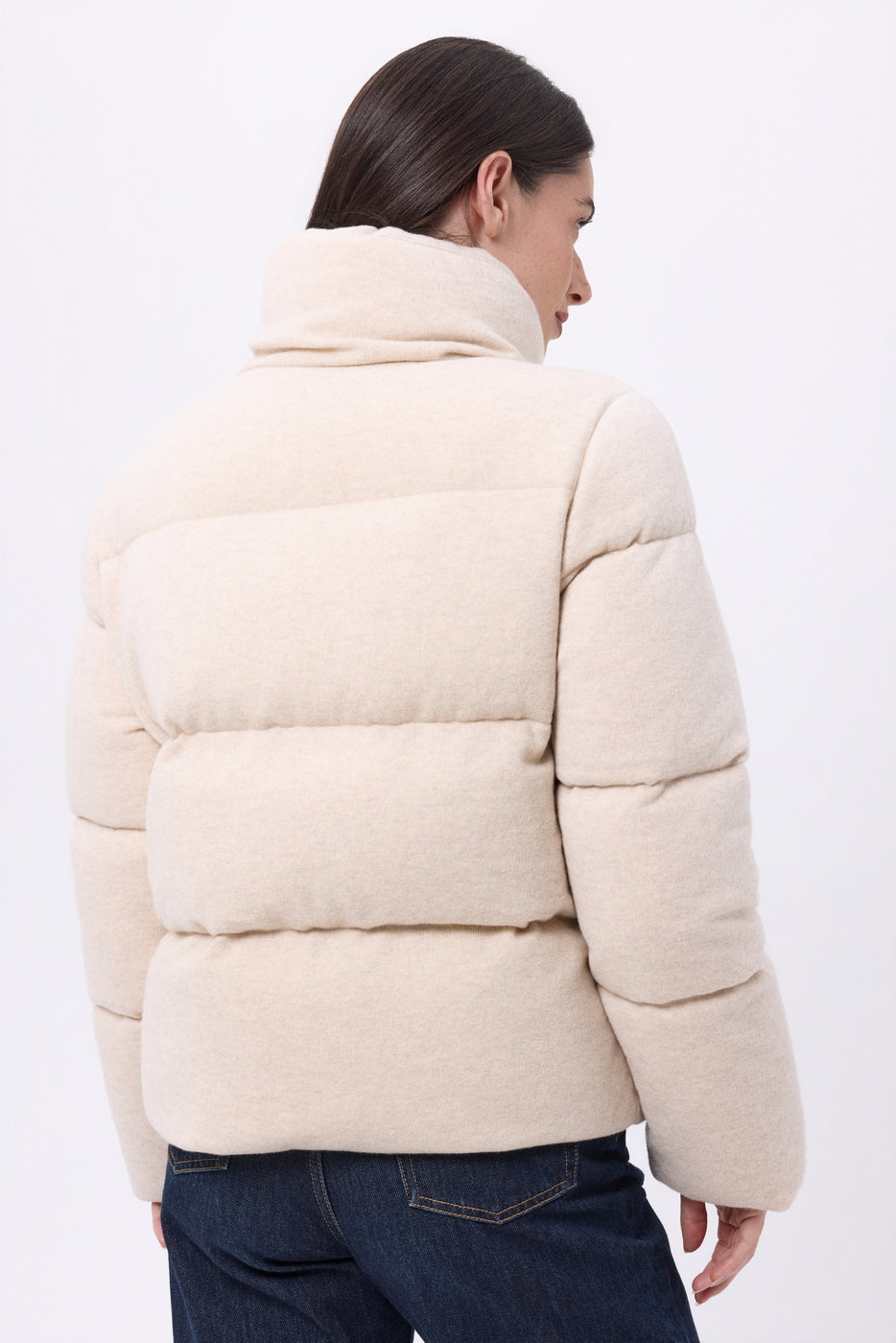Cloud Long-sleeved Puffer Jacket - Beige - Women - Cashmere and Wool