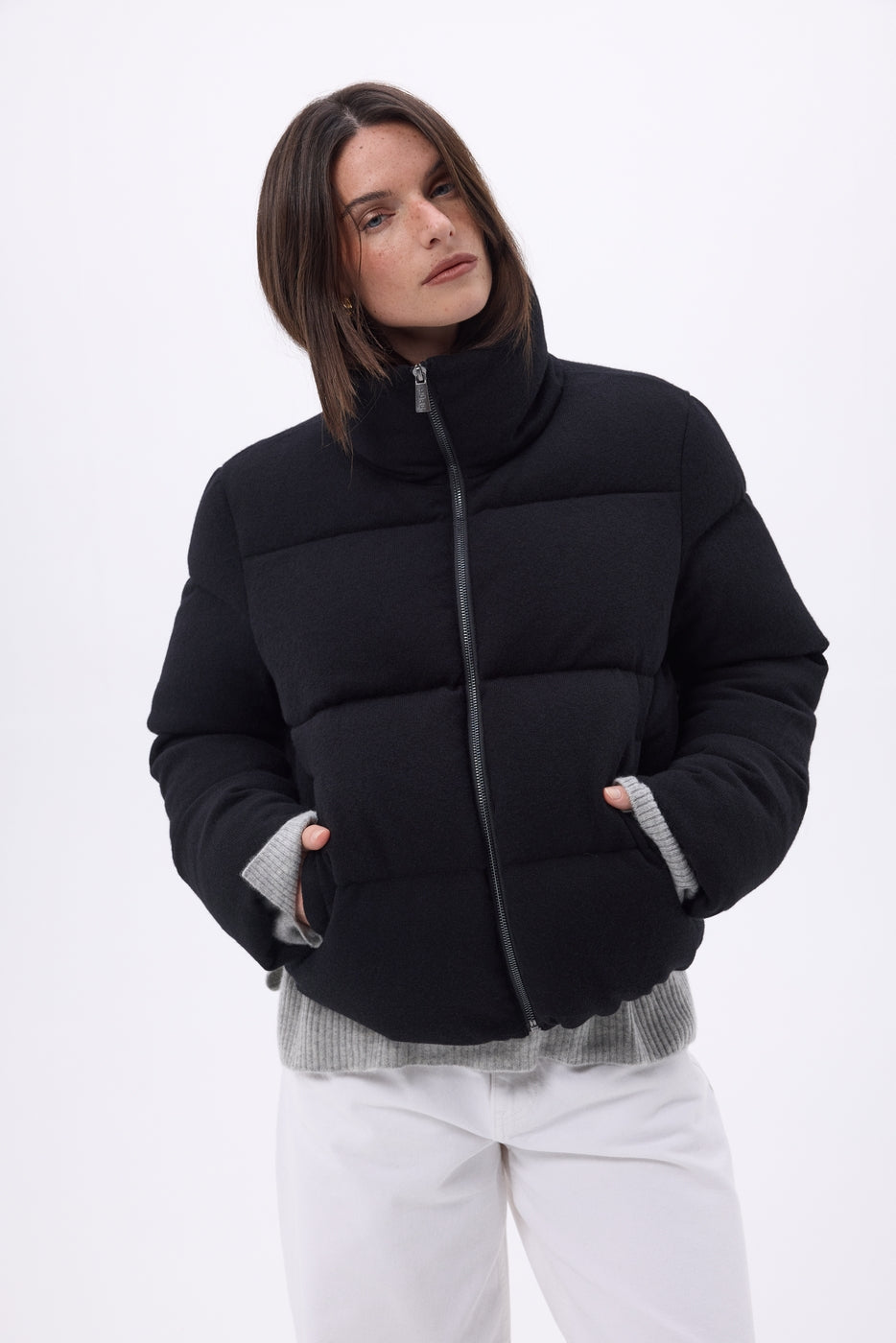 Piumino Maniche Lunghe Cloud - Nero - Donna - Cashmere E Lana