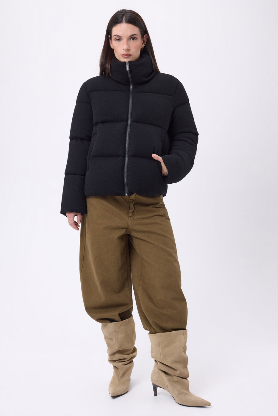 Piumino Maniche Lunghe Cloud - Nero - Donna - Cashmere E Lana