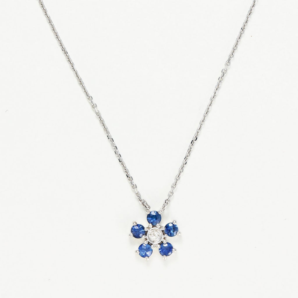 "Clematis" Necklace D0.03/1 S0.40/5 - White Gold