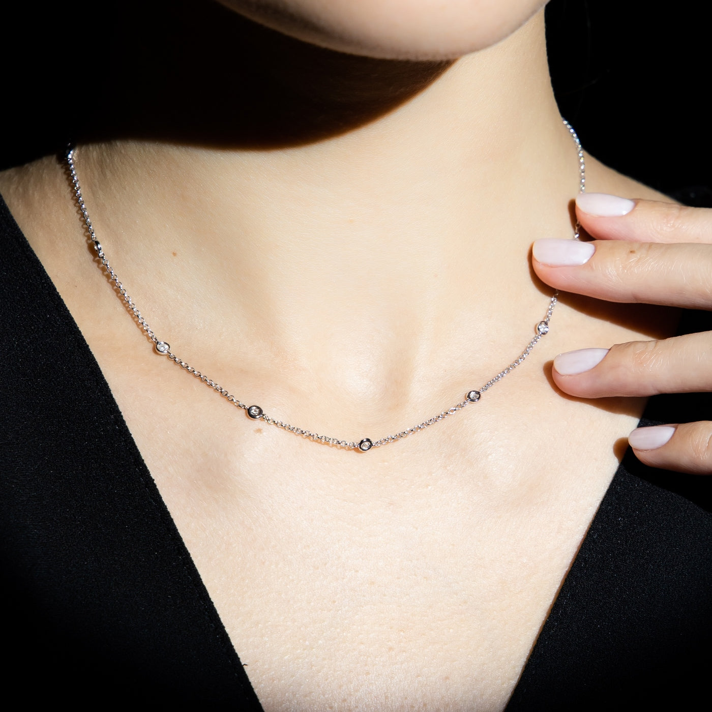 Collar "Sol" D0.22/7 - Oro blanco 375/1000