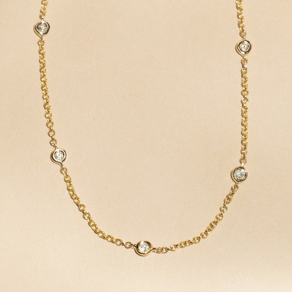 "Sunshine" Diamond Necklace 0.22/7 - Yellow Gold