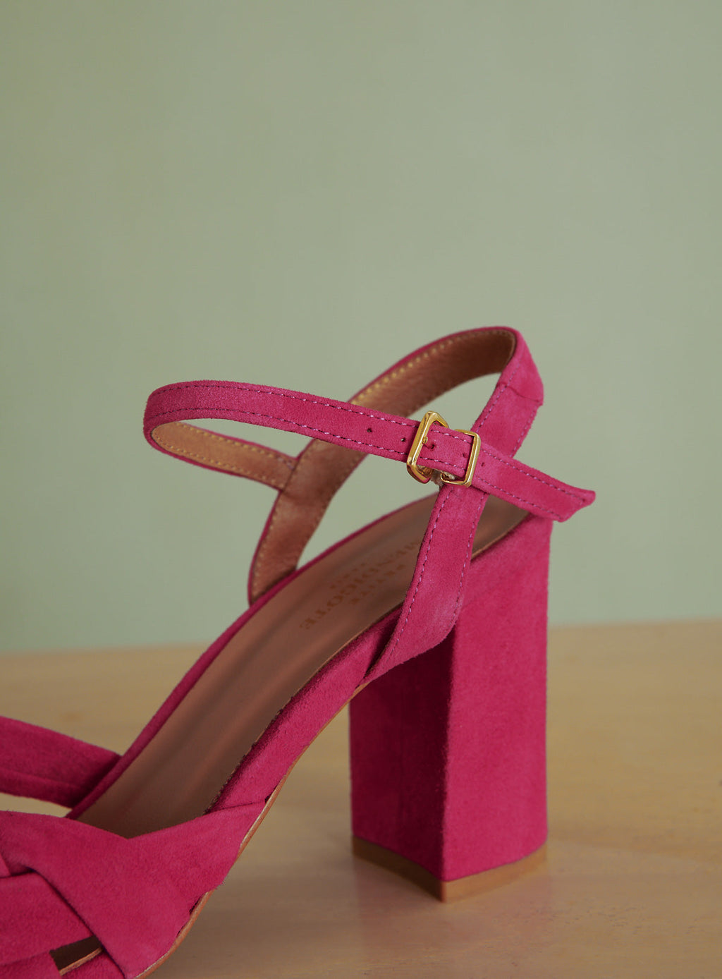 COE PINK SUEDE HEEL SANDALS PETITE MENDIGOTE