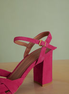 COE PINK SUEDE HEEL SANDALS PETITE MENDIGOTE