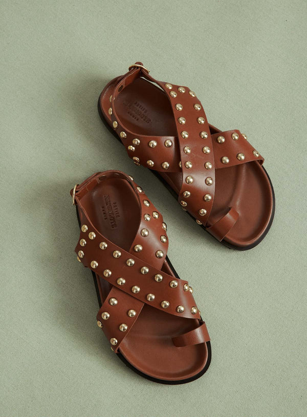 BROWN STUDDED COLIBRI SANDALS PETITE MENDIGOTE