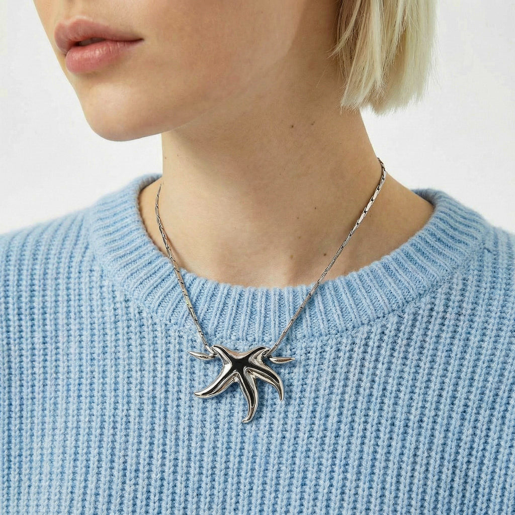Givenchy Vintage Silver Starfish Pendant Necklace