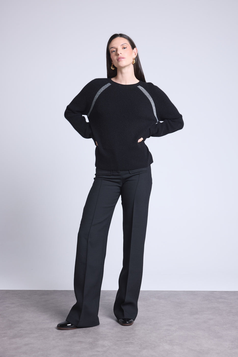 Raglantrui Lurex Coralie - Zwart En Zilver Lurex - Dames - 100% Kasjmier